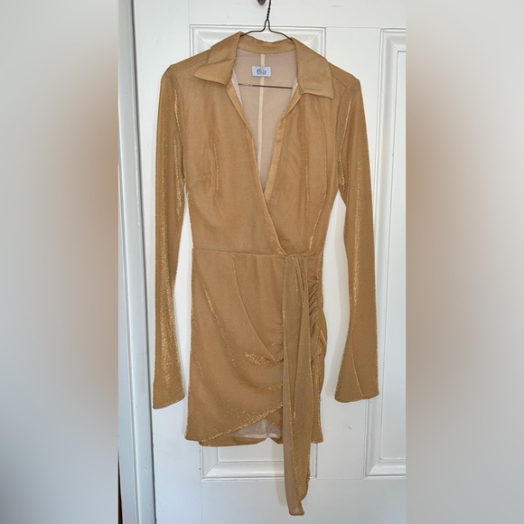 Sparkly Gold Oh Polly Mini Dress - Picture 1 of 4